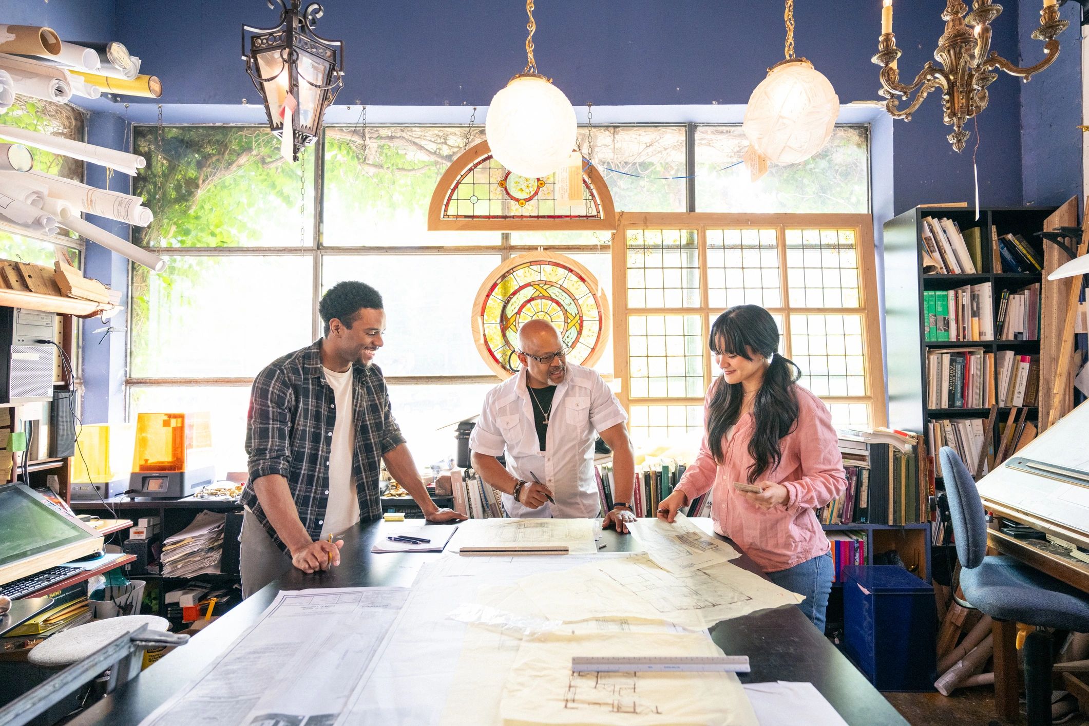 Architects reviewing renovation plans